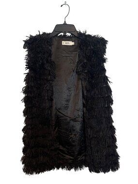 Lark Black Faux Fur Vest XS Womens